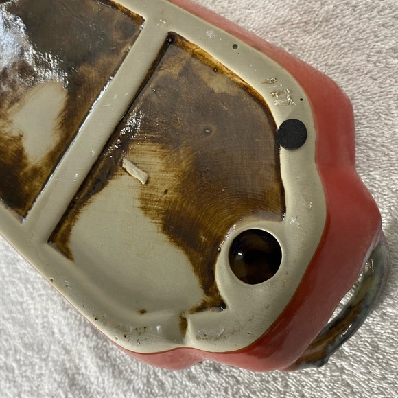 Ceramic Handled Small Platter Red Oblong Shaped Christmas Style w/Holly Border - Picture 10 of 11